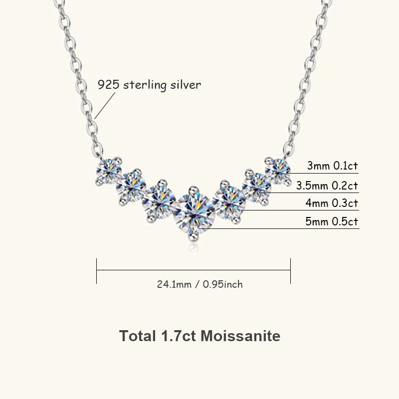 Collier U-Smile en moissanite D VVS1 pour femme, diamant de laboratoire scintillant couleur D, collier de luxe en argent sterling 925 certifié GRA