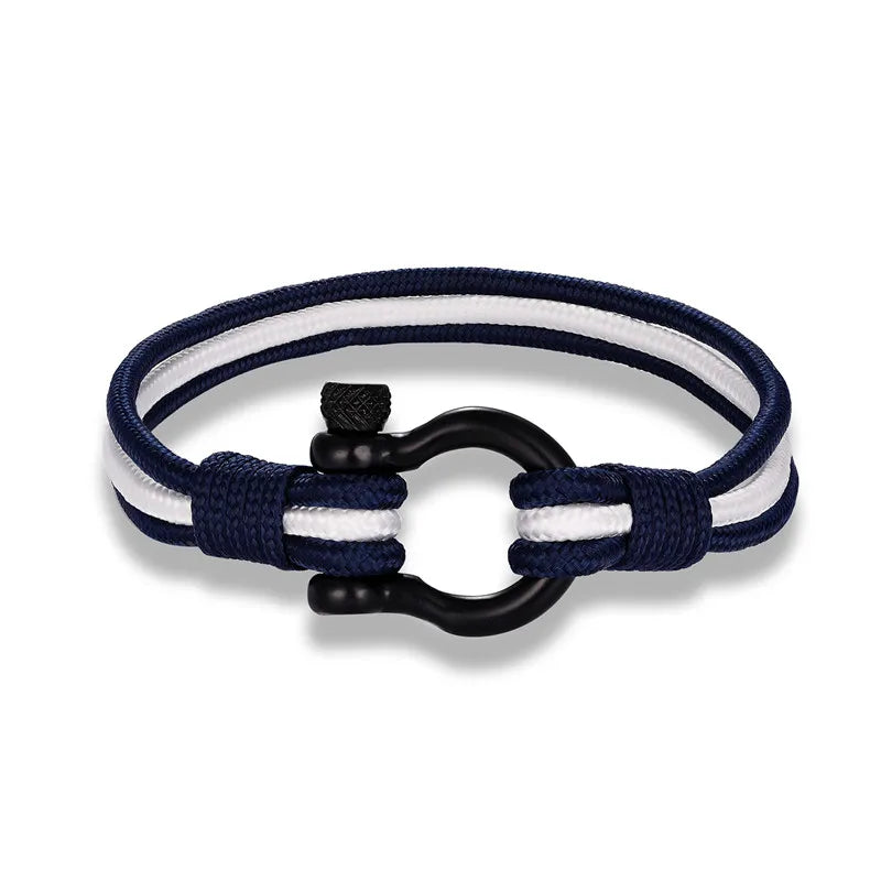 MKENDN Black Stainless Steel Shackle Buckle Men Women Handmade Woven Multilayer Design US France Spain Flag Couple Jewelry Gifts - Madeinsea©