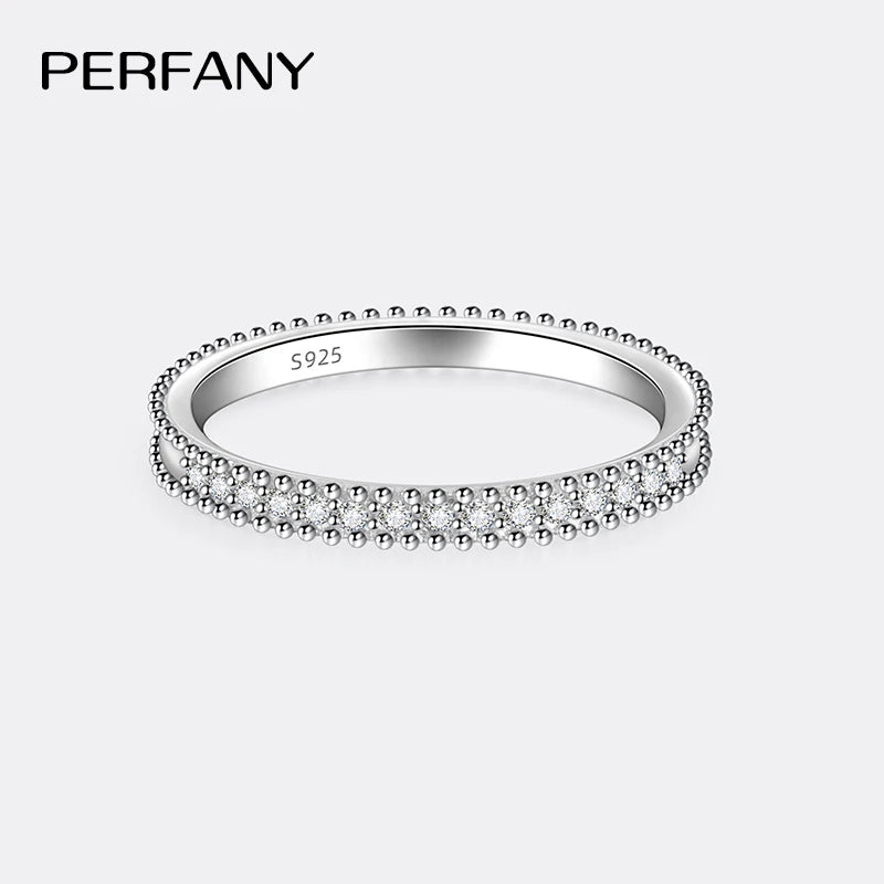 PERFANY All Moissanite Ring for Women S925 Pure Silver Shining GRA Laboratory Diamond Stackable Ring Fashion Wedding Jewelry - Madeinsea©
