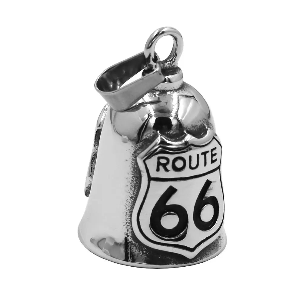 America Route 66 Bell Pendant Necklace Stainless Steel Historic Mother Road USA Highway Rider Biker Bell Christmas Gift SWP0647A