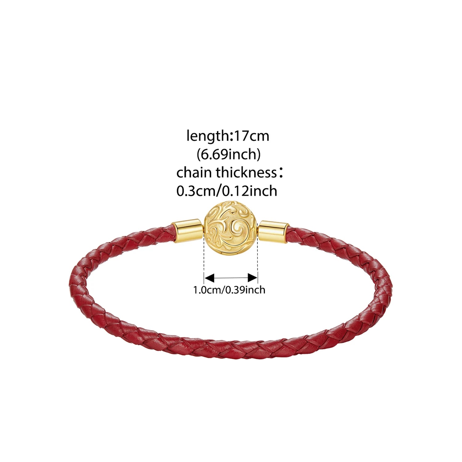 WOSTU 925 Sterling Silver Round Buckle Basic Leather Bracelet Retro Scroll Pattern Original for Woman Man Gift Fine Jewelry DIY