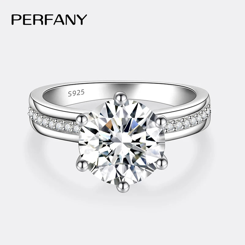 PERMANY 3CT Moissanite Ring For Women S925 Pure Silver Wedding Ring GRA Certified Laboratory Diamond Wedding Luxury Jewelry