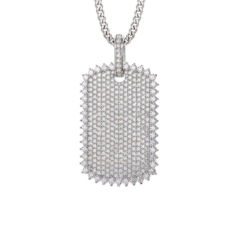 Full Moissanite Luxury Square Pendant Necklace For Men Hip Hop Jewelry