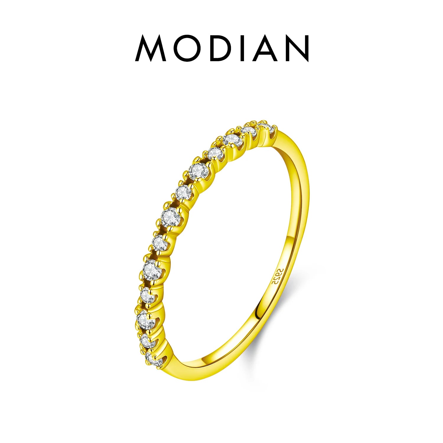 MODIAN Classic Stackable Rings 925 Sterling Silver Exquisite Round CZ Eternity Wedding Band Rings For Women Fine Jewelry Gifts