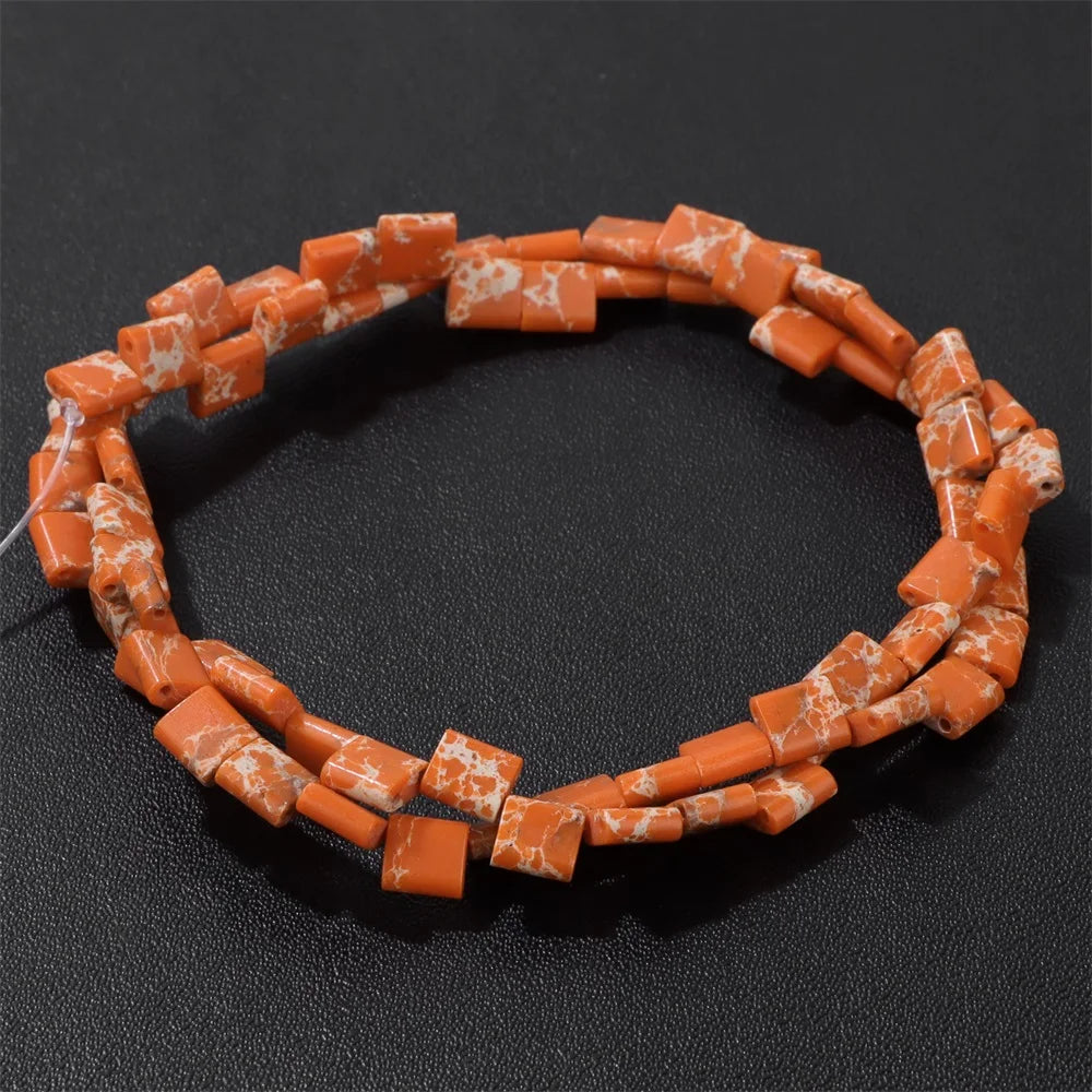 5MM Double Hole Square Bead Natural Tiger Eye Quartzs Imperial Jaspers DIY Beads For Jewelry Making Bracelet Necklace Handmade