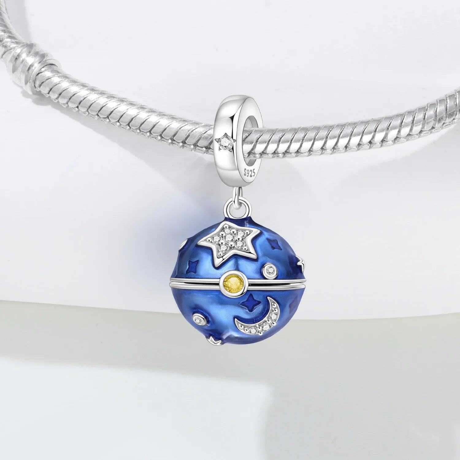 PANPOKI 925 Sterling Silver Adjustable Planet Pendant Beads Original Pendants Bracelet Charm Jewelry Party DIY Trendy Gift