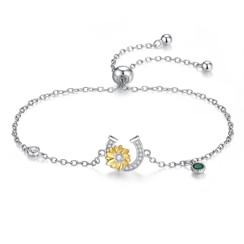 Trendy Bracelet For Women 925 Silver Sparkling Lucky Infinite Symbol Sakura Sunflower Butterfly Pendant Bracelet Wedding Jewelry