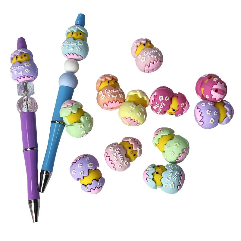 10pcs 3D Chick Silicone Beads Animal Focal beads For Jewelry Making DIY Pacifier Chain Bracelet Necklace Jewelry Accessories