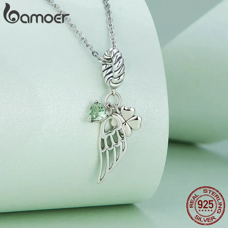 Bamoer 925 Sterling Silver Christma Charms Butterfly Beads CZ Pendant For Women Fit Original DIY Bracelet Necklace Jewelry
