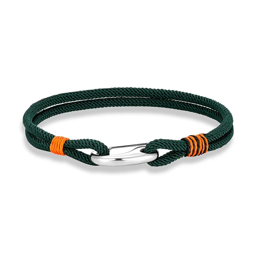 MKENDN Fashion Stainless Steel Lobster Spring Clasp Double Strand Braided Rope Bracelet for Men Women Couple Jewelry Gifts