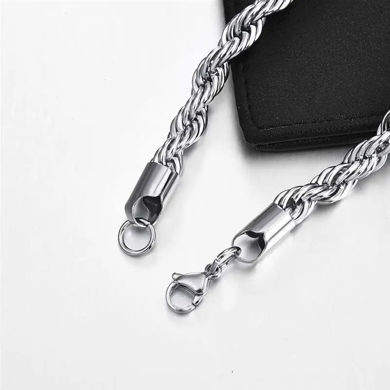 MKENDN Width 2/3/4/5/6MM Twisted Rope Chain Necklace Stainless Steel Never Fade Waterproof Choker Men Women Jewelry Chains Gift - Madeinsea©