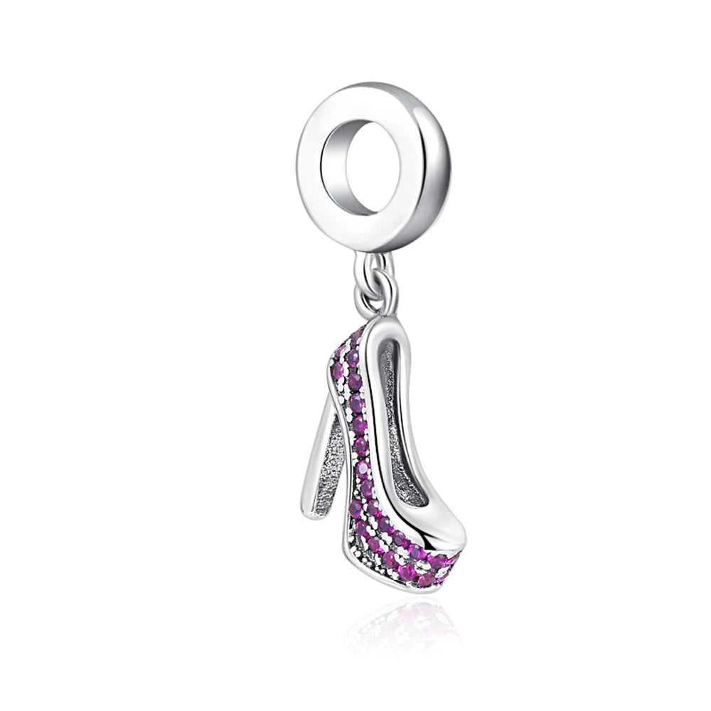 New Original 925 Silver Plated Accessories Fashion Charm Perfume High Heels Bead Fit Pendant Bracelet For Women DIY Jewelry Gift