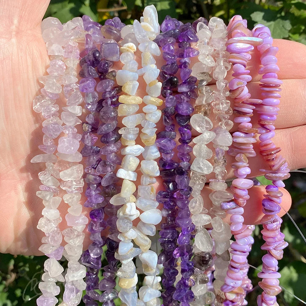 Natural Purple Stone Gravel 5-8MM Irregular Shape fluorite Amethyst Jade Loose Spacer Chips For Jewelry Making Necklace Bracelet