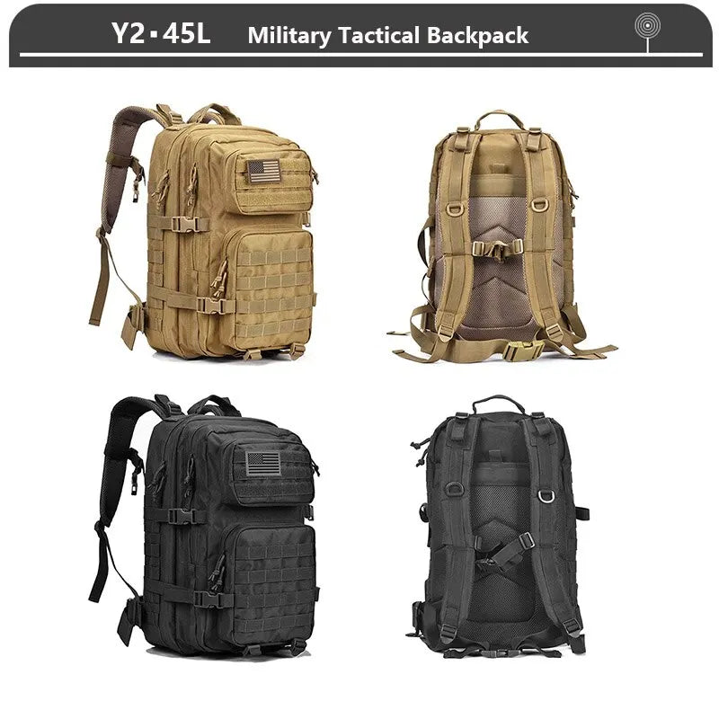 Tactical Backpack 3 Day Assault Pack Molle Bag 38/45L Large Outdoor Waterproof Hiking Camping Travel 600D Rucksack Men Fishing - Madeinsea©
