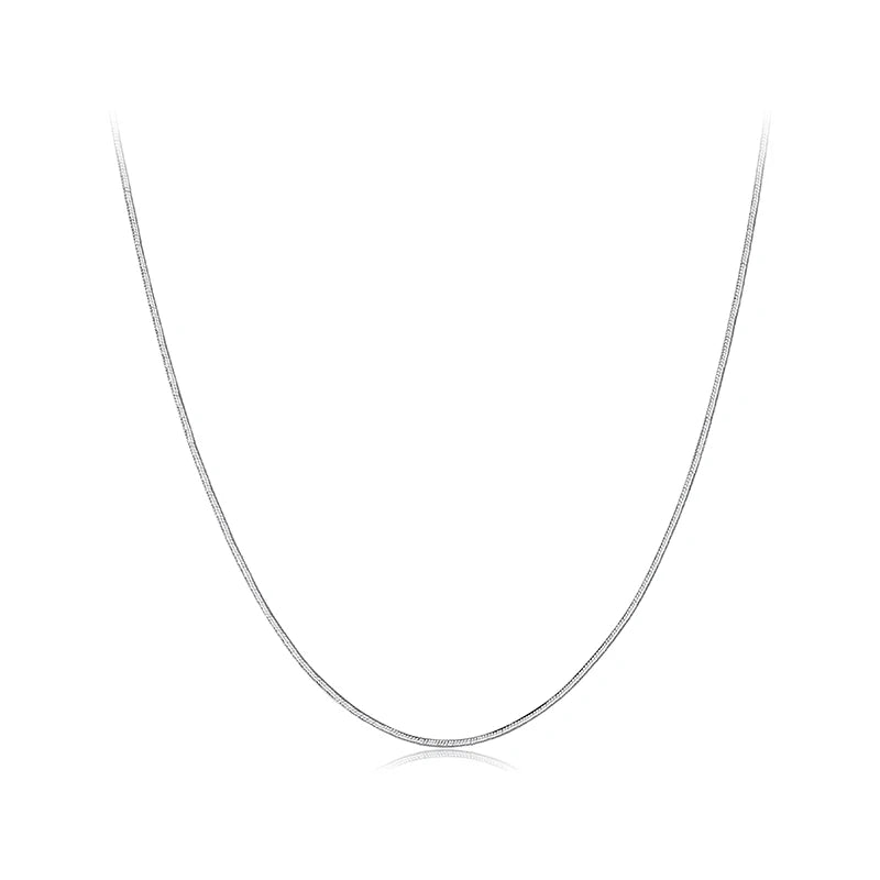 Bamoer 925 Sterling Silver Sleek Snake Bone Basic Chain Necklace Lobster Clasp Adjustable Necklace for Women DIY Jewelry Durable