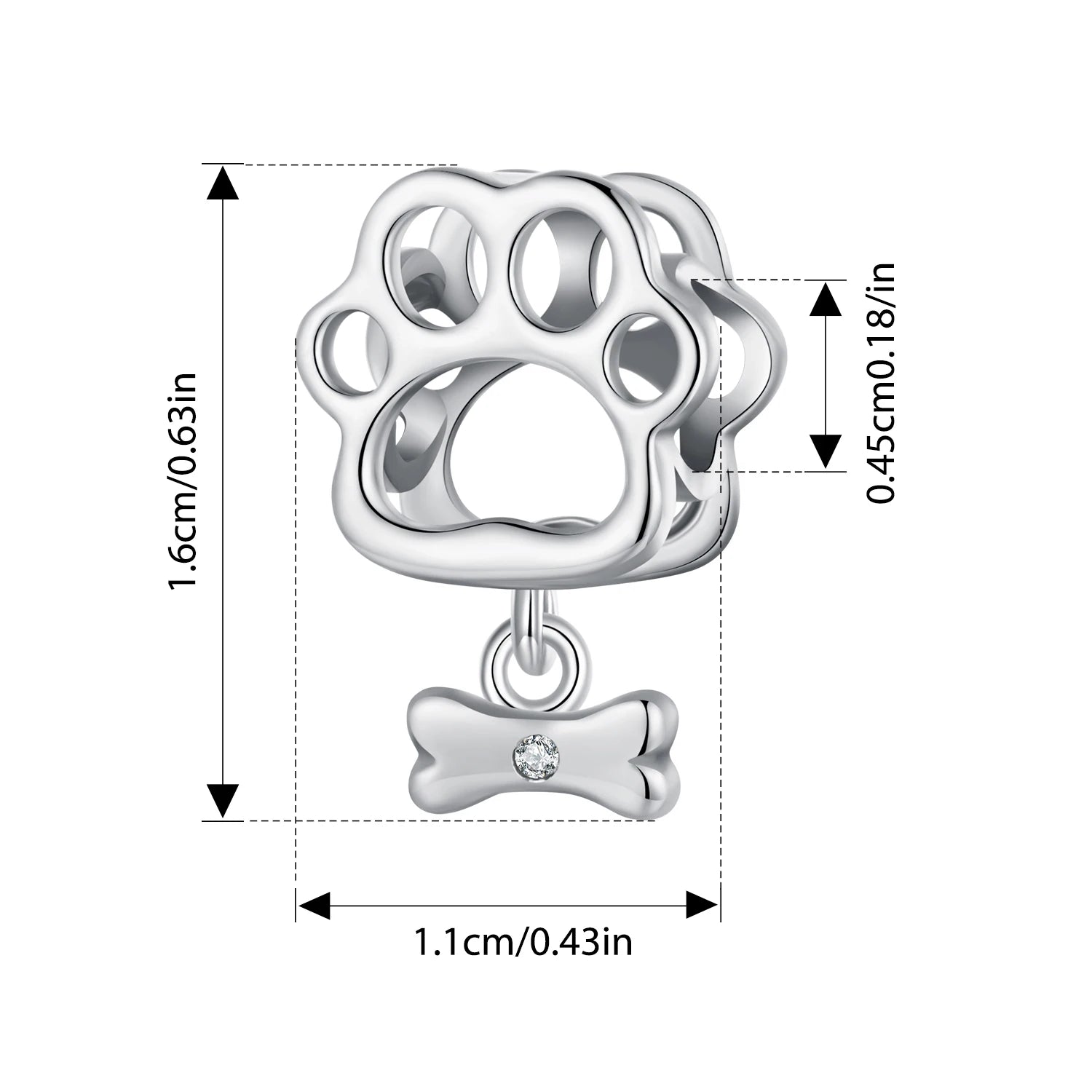 BISAER 925 Sterling Silver Pet Dog Charm Cute Cat Bead Hamster Elephant Animal Pendant For Women DIY Bracelet Fine Jewelry Gift