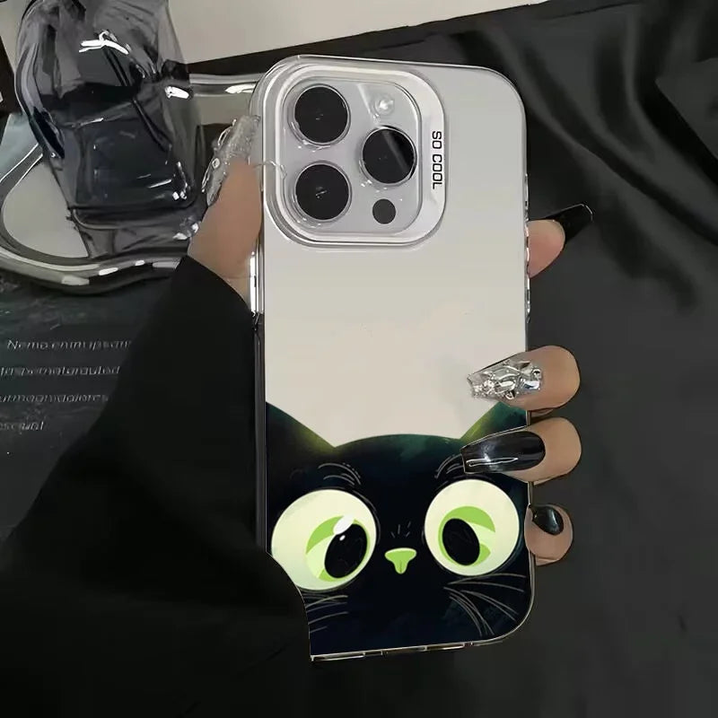 Coque de téléphone Redmi Note 13 11 12 Pro Plus 5G avec un adorable chat noir de dessin animé pour Xiaomi Redmi Note 11S 12S 10S 10 Pro Redmi 12 13C 4G