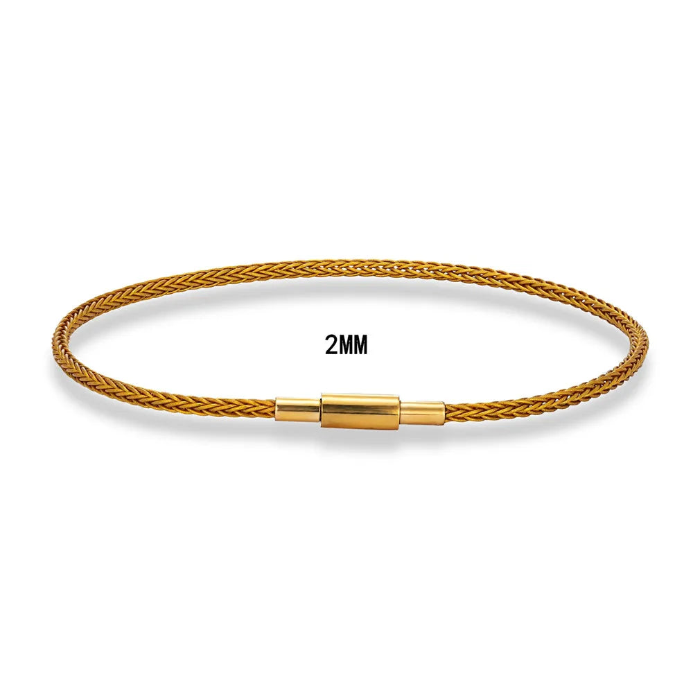 MKENDN Simple Style Men Women Jewelry 1.5mm Non-fading Steel Wire Thin Rope Bracelet Classic Cuff Charm Bracelet DIY Gifts - Madeinsea©