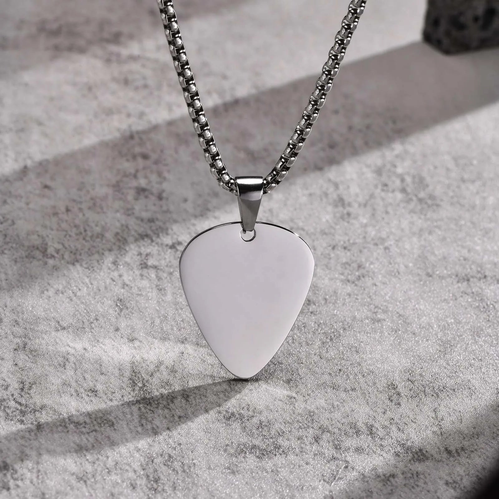 Vnox New Unique Guitar Pick Necklace for Men Boys, Stainless Steel Guitar Picks Pendant Collar to Music-lovers Gifts Jewelry