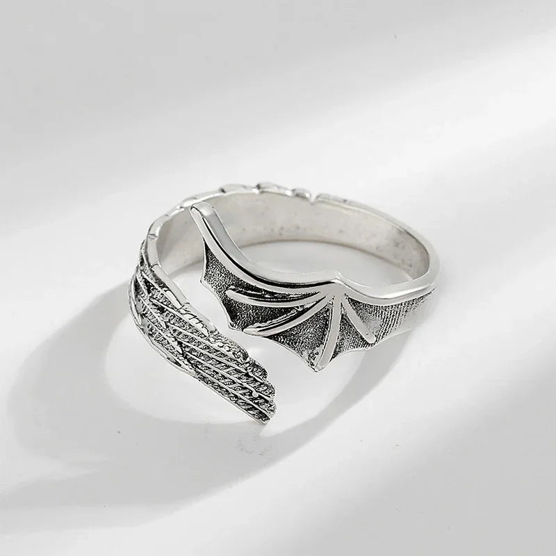 Retro Angel Demon Wings Ring Series For Men Women Punk Gothic Open Ring Creative Unisex Alloy Jewelry Accessories Gift For Lover