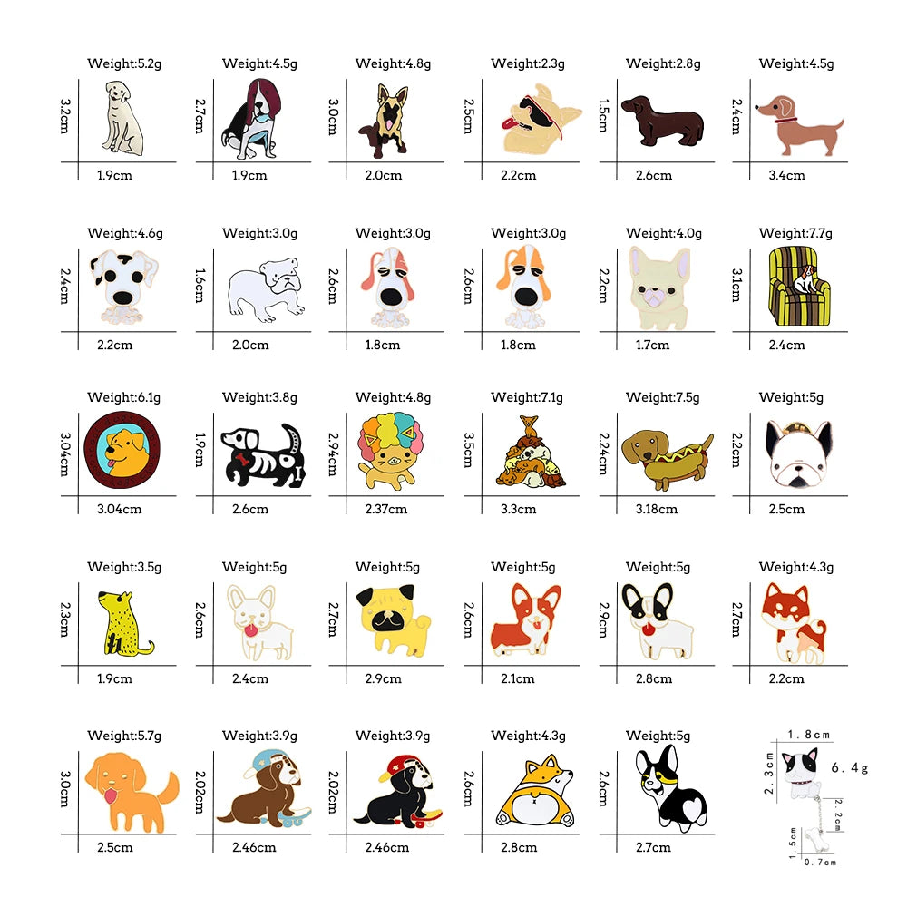 Pet Dog Lover Collection Brooch Cute Corgi German Shepherd Golden Retriever Dog Enamel Pins Women Men Lapel Pin Badges Jewelry