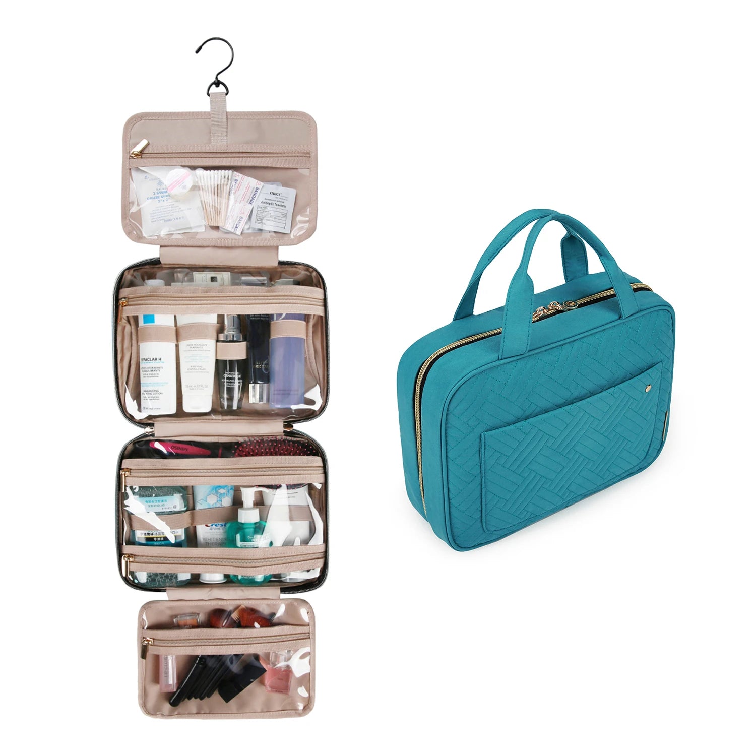 BAGSMART Makeup Cosmetic Bag with Hanging Hook Water-resistant Toiletr BAGSMART Makeup Cosmetic Bag with Hanging Hook Water-resistant Toiletr
