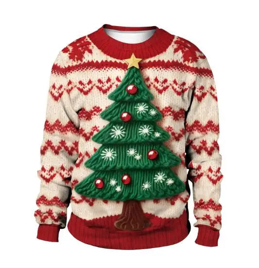 Clothing Wholesale Unisex Men Women 2026 Ugly Christmas Sweater Santa Elf Christmas Funny Fake Hair Sweater Autumn Winter Tops