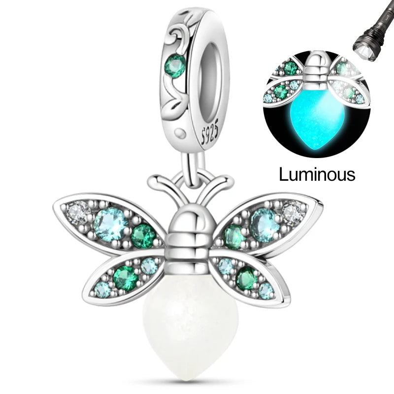 Hot Sale Charms Beads 925 Sterling Silver Pink Perfume Bottle Letter Luminous Firefly Tarot Card Beads Fit DIY Bracelets Jewelry - Madeinsea©