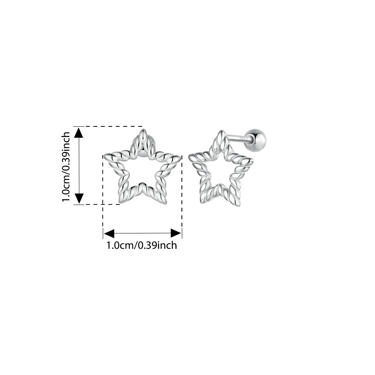 BISAER 925 Sterling Silver Star Stud Earrings Minimalist Stars Earrings Plated White Gold for Women Party Original Fine Jewelry