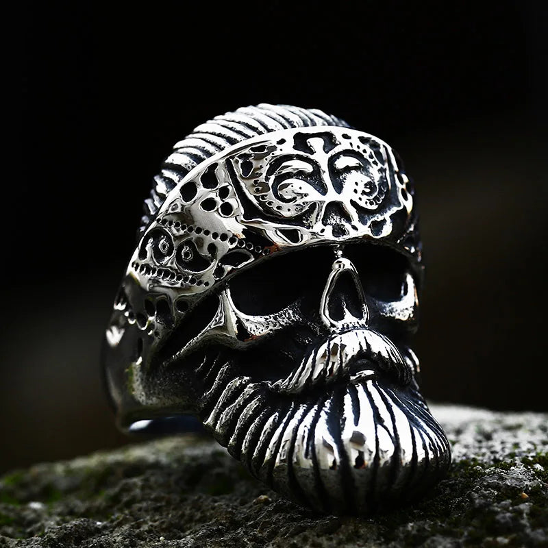 Beier 2022 Nouvelle Mode 316L Acier Inoxydable Cool Locomotive Vieil Homme Crâne Bague Homme Punk Rock Barbu Bijoux De Haute Qualité