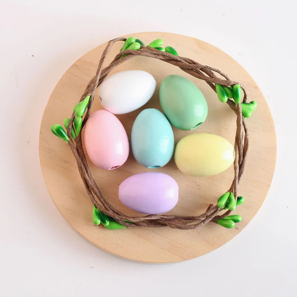 60 Pcs Wooden Beads Diy Supplies Garland Bead Necklace Diy Beads Handcraft Wood Beads Easter Beads For Wooden Loose Beads Egg