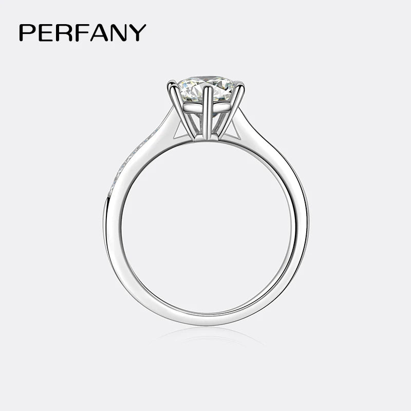 PERFANY 0.5-3CT Moissanite Ring For Women S925 Pure Silver Sparkling Engagement Ring Wedding High-end Jewelry - Madeinsea©