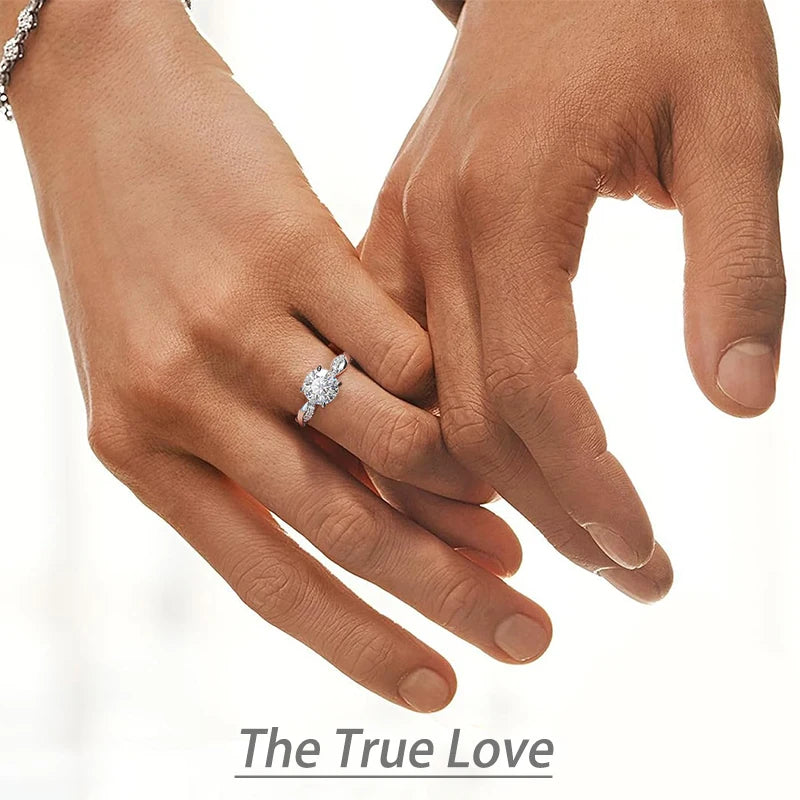 BAMOER 1CT 4-Prong Petite Twisted Vine Moissanite Ring Halo Engagement Band Ring for Women Promise Bridal Jewelry Round Cut VVS1