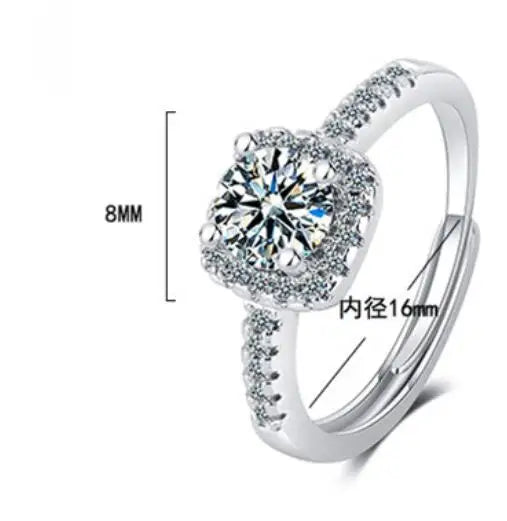 Moissanite Diamond Square Ring D Color 1CT 2CT Real 925 Sterling Silver For Women Wedding Fine Jewelry RI018