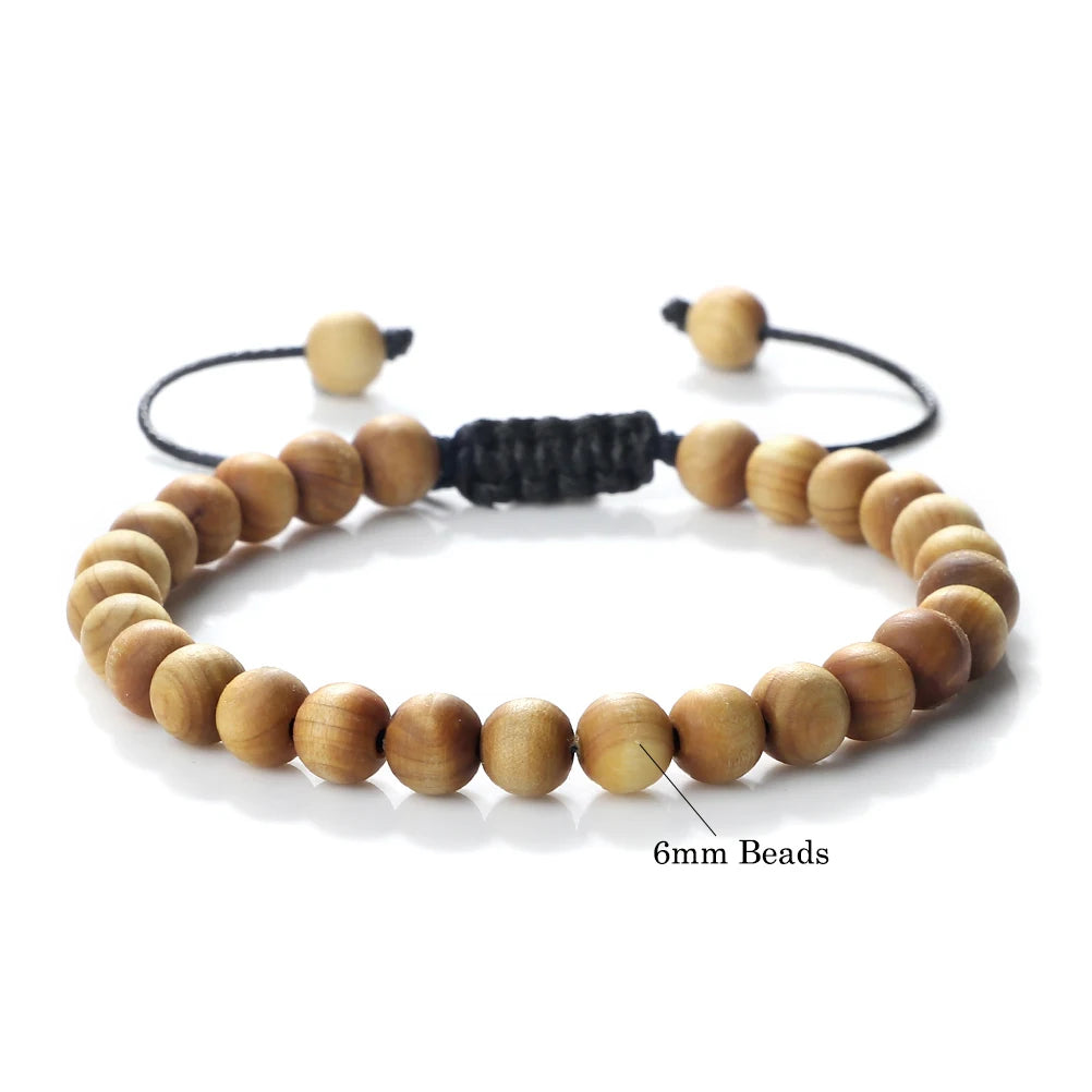 High Quality Cliff Cypress Wooden Beads Bracelets Women Men Meditation Handmade Stretch Bracelets Healing Yoga Jewelry 6/8/10mm