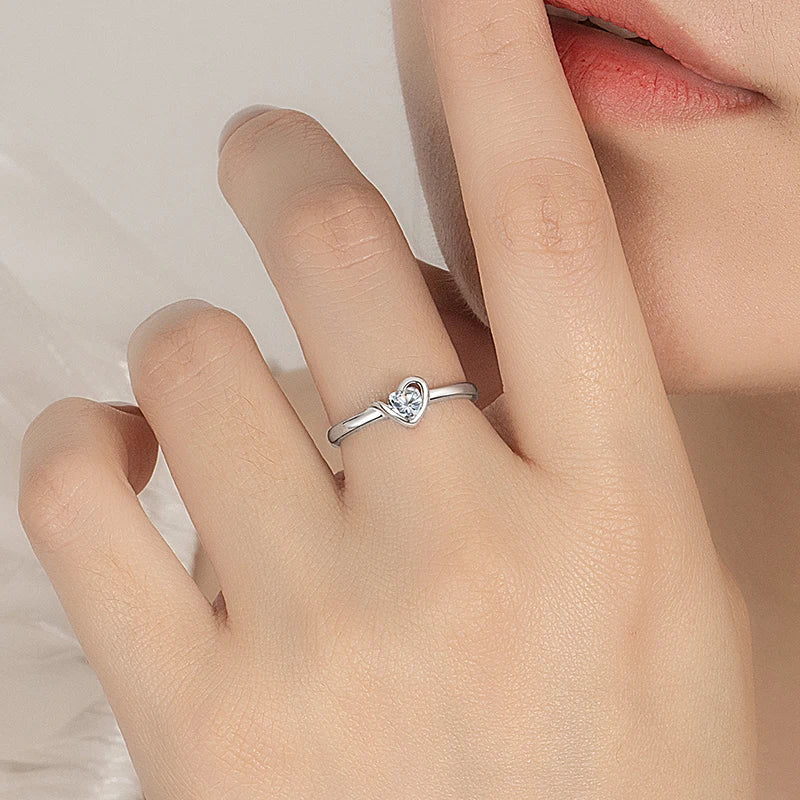 PERFANY 0.3CT Heart Cut Moissanite Ring for Women S925 Pure Silver Plated 18K Rose Gold laboratory diamond wedding jewelry