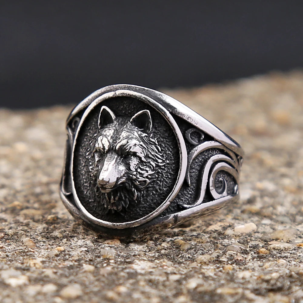 New Creative Viking Wolf Head Ring For Men Women Punk Fashion Stainless Steel Animal Rings Vintage Jewelry Gifts Dropshipping