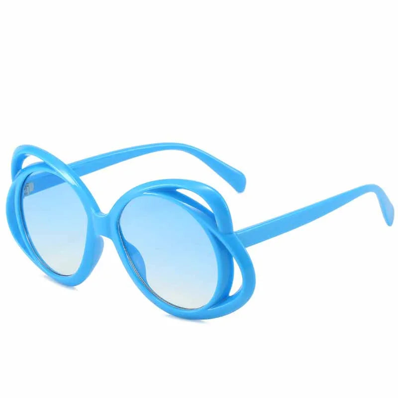 Fashion Women Flower Hollow Frame Sunglasses Fashion Goggles Personality Oversized Oval Luxury Brand Designer Sunvisors UV400