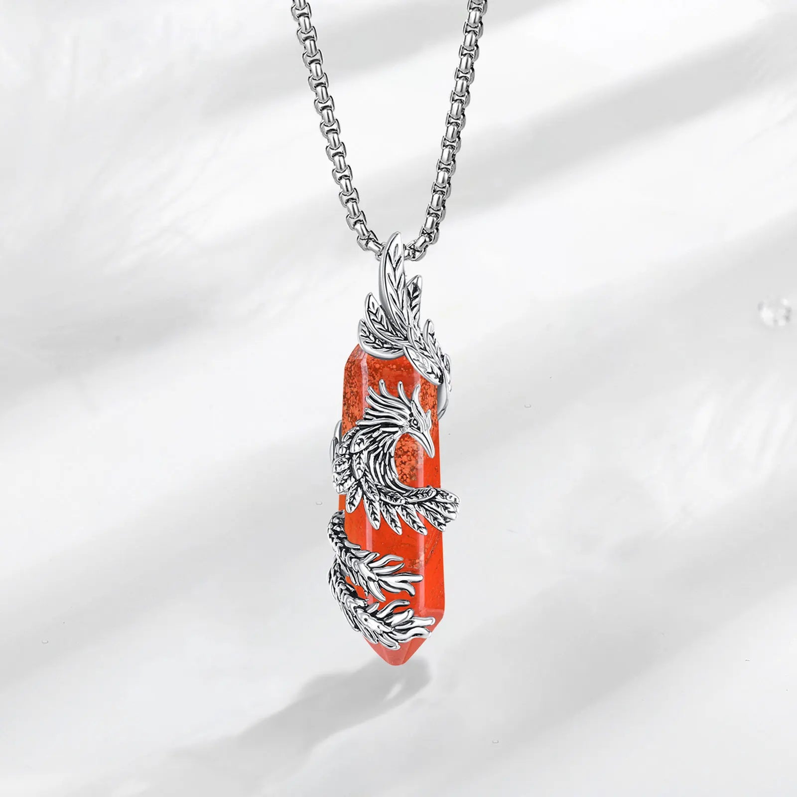 Collier prismatique hexagonal en pierre rouge Eudora Phoenix Twining, pendentif en cristal de pierre de guérison énergétique, bijoux spirituels, cadeau pour femme