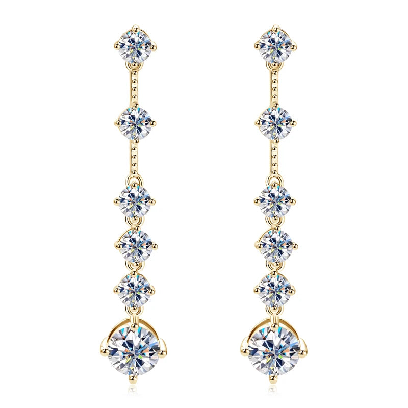 OXTAO Full Moissanite Long Tassels Earring for Women Real 925 Silver Dangling Earrings Wedding Jewelry Pendant GRA Certified