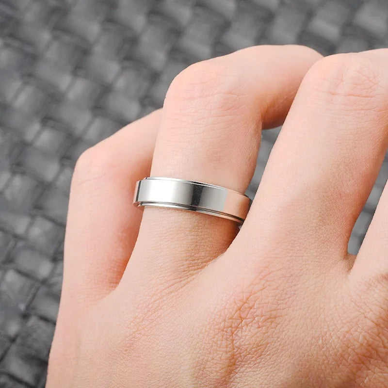 Silver Color Spinning Anxiety Rings for Men Women Star Moon Relaxing Ring 2025 Stainless Steel Anti Stress Rings Knuckle Jewelry