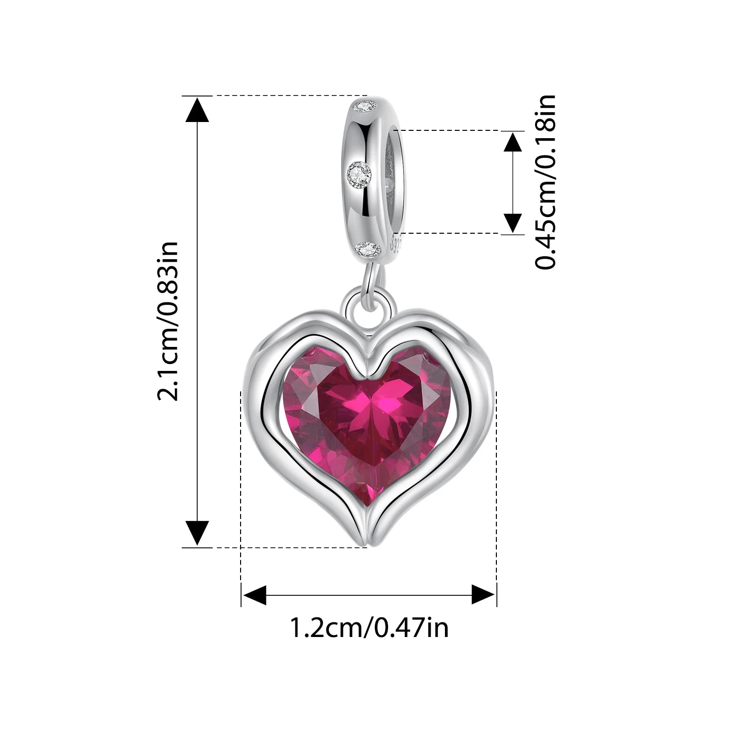 Bamoer 925 Sterling Silber Thanksgiving Truthahn Anhänger mit roten Herzperlen für Damen Armband Accessoires DIY Weihnachtsgeschenk