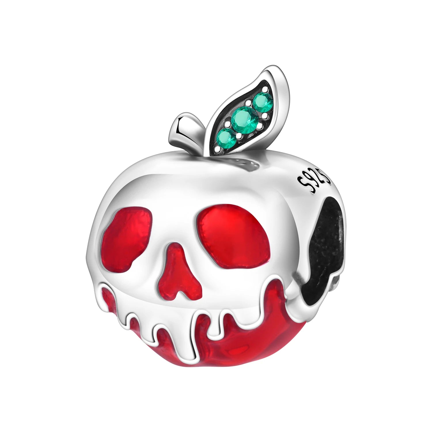 PANPOKI 925 Sterling Silver Red Skull Apple Pendant Beads Original Pendants Bracelet Charm Jewelry Party DIY Trendy Gifts