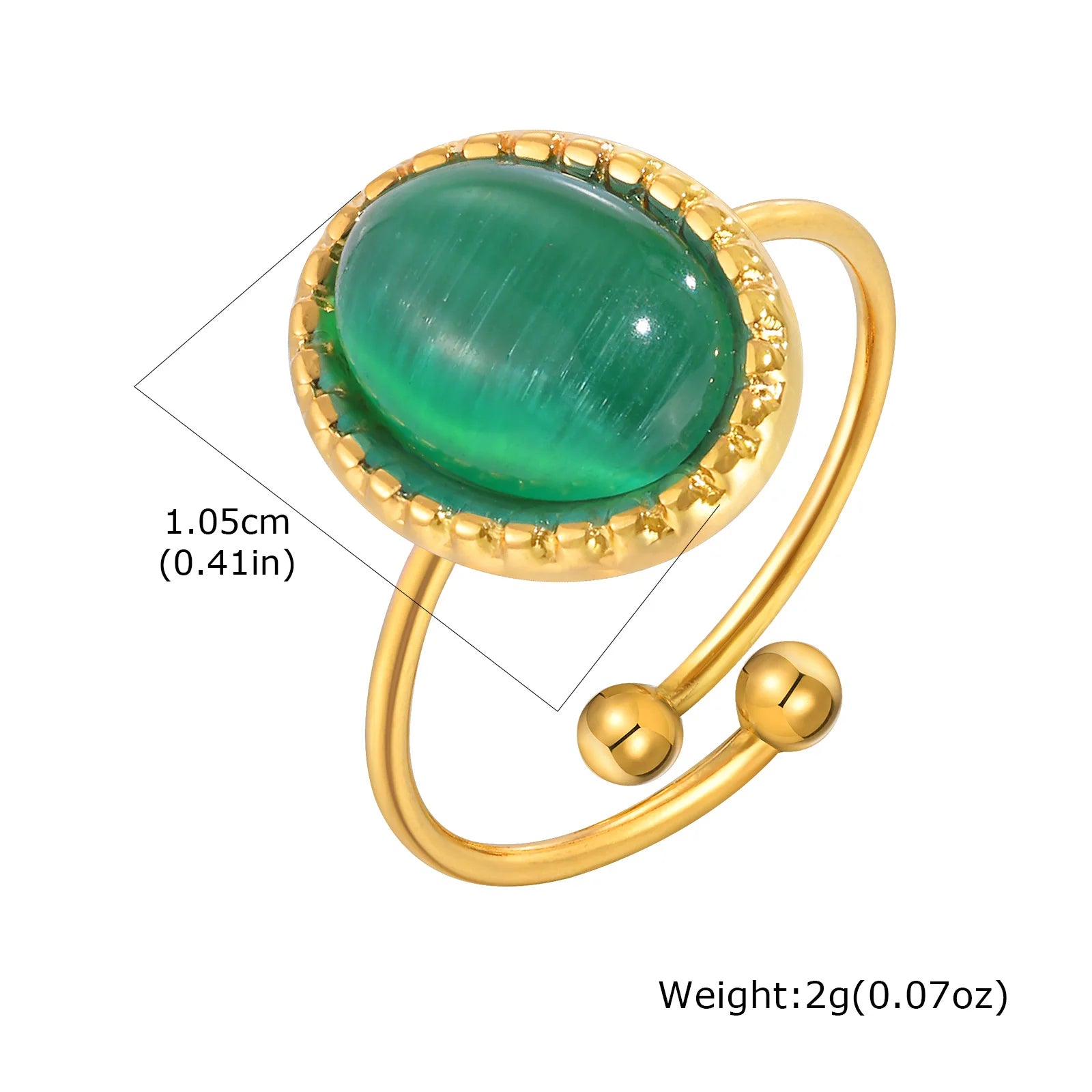 Vnox Vintage Luxury Geometric Open Rings,Natural Stone Stainless Steel Charm Jewelry For Women,Fashion Rings Finger Accessories