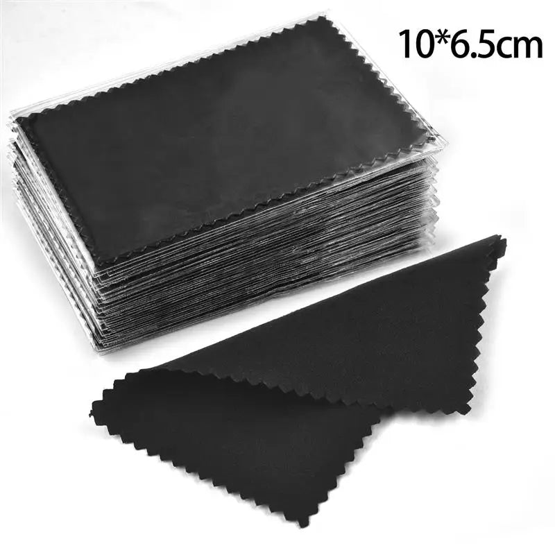 10*6.5cm/8*8cm 50pcs Silver Clean Polishing Cloth Soft Clean Wipe Wiping Cloth For Necklaces Rings Jewelry Clean Tool