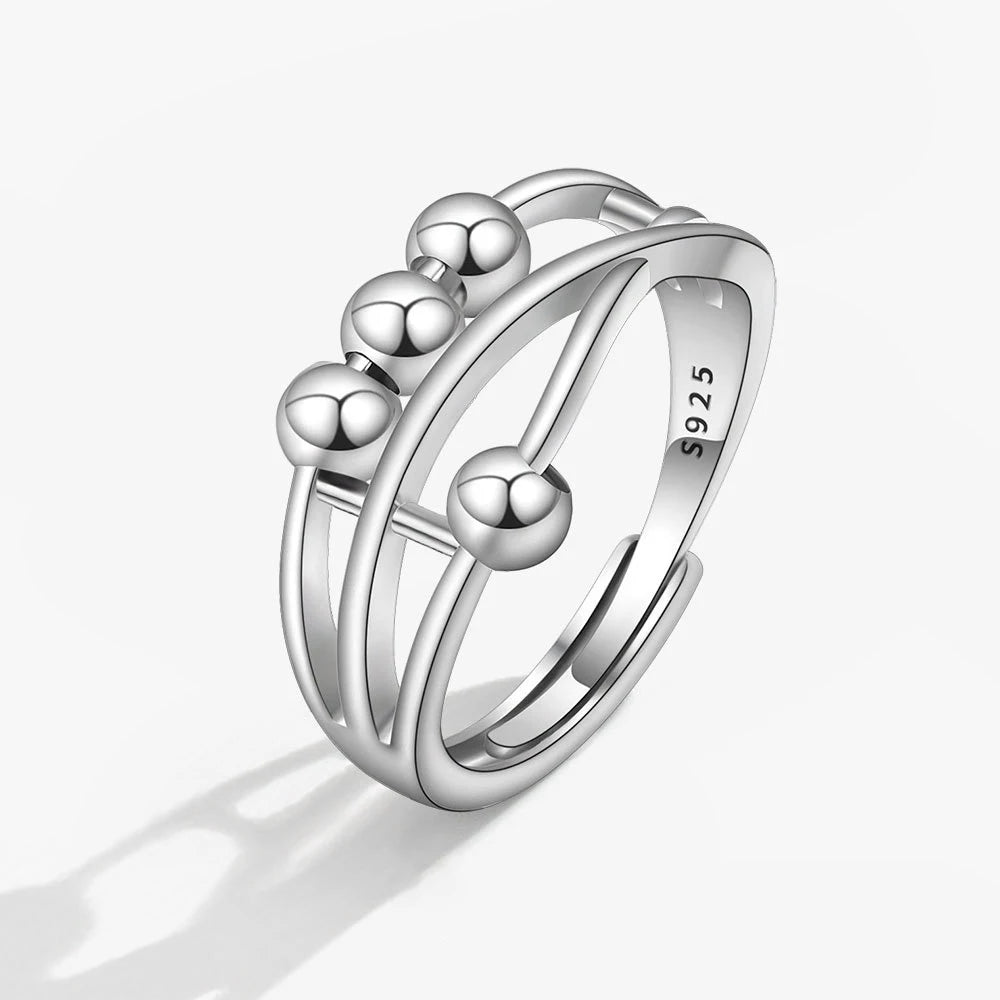 Anti Stress Anxiety Silver Ball Rings 925 Women Men Spinner Fidget Rings Vintage Gold Couple Anillos Jewelry Free Shipping Gift