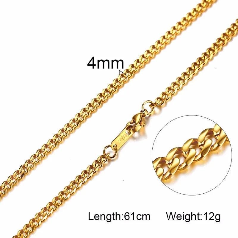 Collier ras du cou pour homme Vnox Dropshipping, chaîne gourmette plate en acier inoxydable, motif serpent ton sur ton, 3-6 mm, 61 cm (24 pouces).