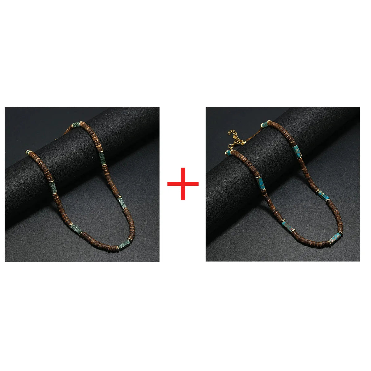 Vintage Bohemian Summer Jewelry Ethnic Style Jewelry Brown Coconut Shell Wood Beads Natural Stone Necklace Men's Jewelry