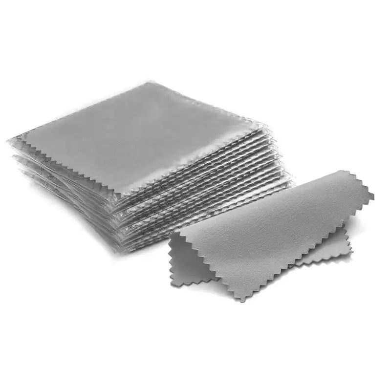 10*6.5cm/8*8cm 50pcs Silver Clean Polishing Cloth Soft Clean Wipe Wiping Cloth For Necklaces Rings Jewelry Clean Tool