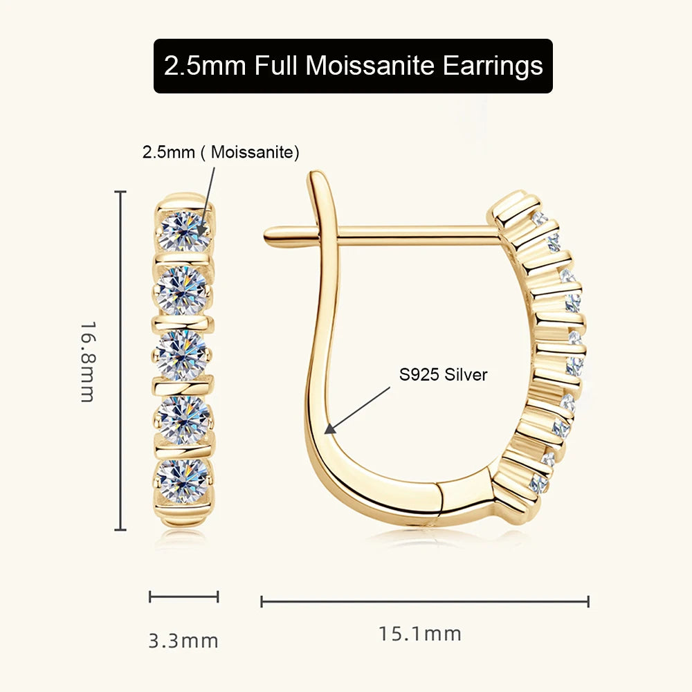 Serenity 2.5mm D Color Real Moissanite U Shape Earrings For Women Man Anniversary Gift 925 Sterling Silver Stud Ear Fine Jewelry - Madeinsea©